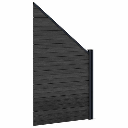 Fence Set 10 pcs 1657 x 186 cm WPC and Aluminium Black