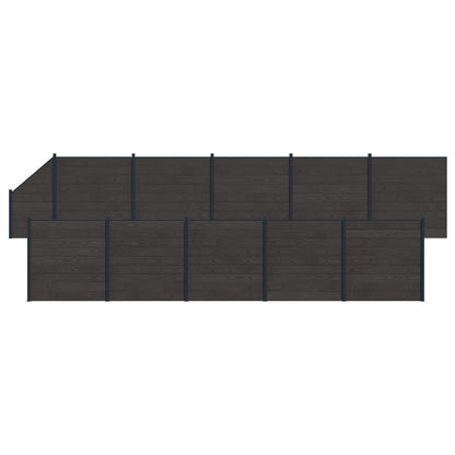 Fence Panel 11 pcs WPC and Aluminium Black