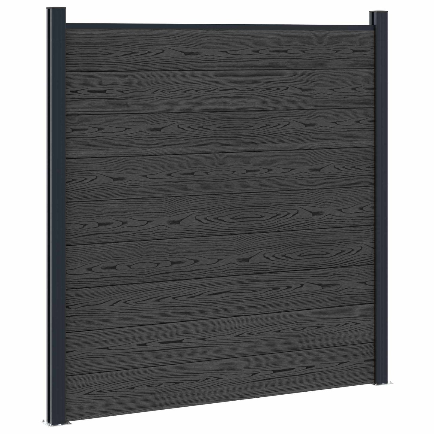 Fence Panel 11 pcs WPC and Aluminium Black