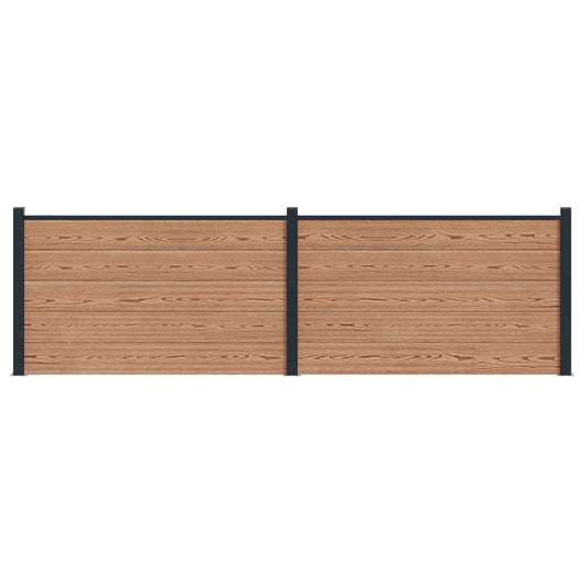 Fence Set 2 pcs 353 x 105 cm WPC and Aluminium Brown