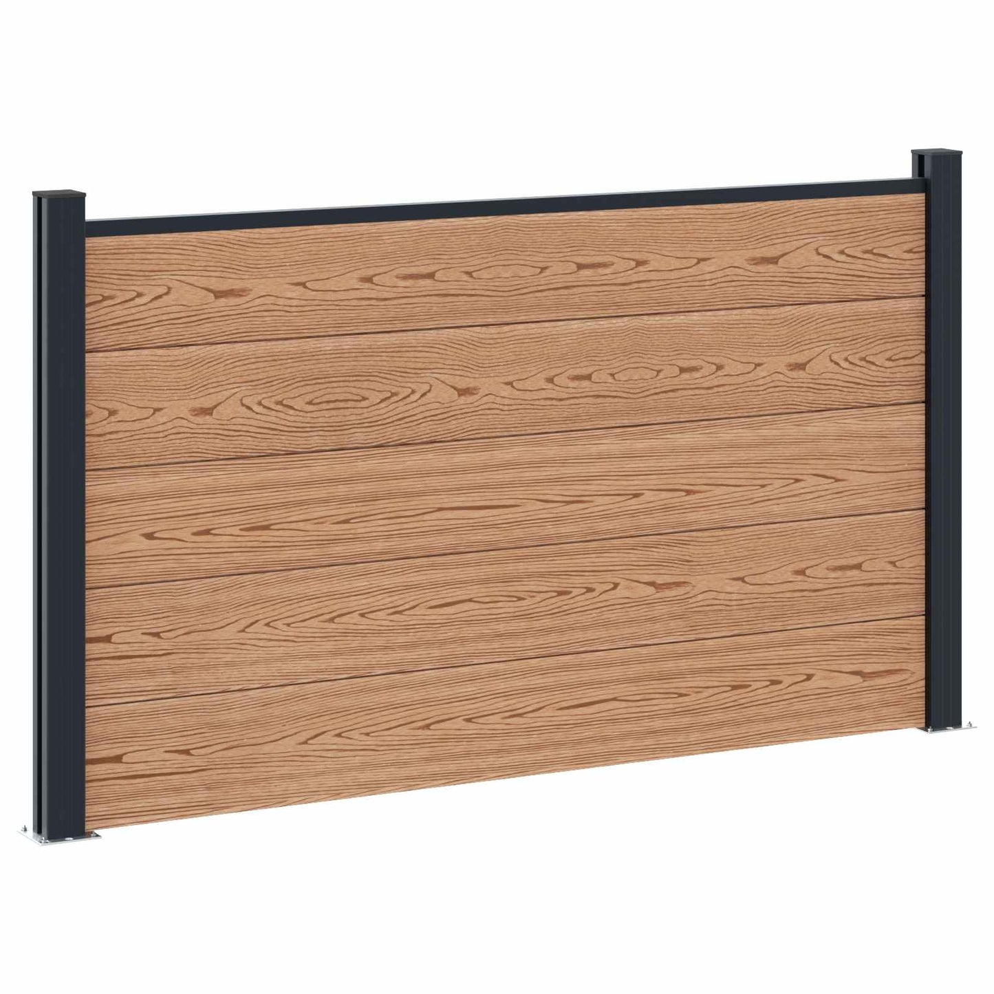 Fence Panel 2 pcs WPC and Aluminium Brown