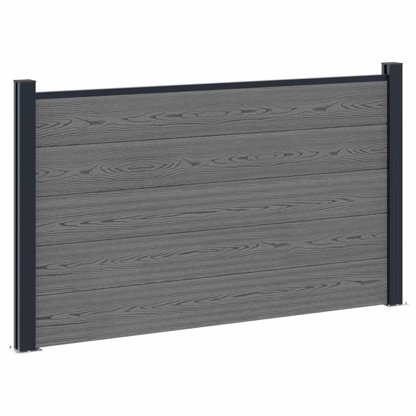 Fence Panel 2 pcs WPC and Aluminium Grey