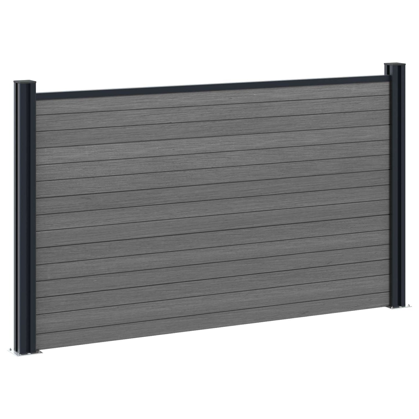 Fence Panel 2 pcs WPC and Aluminium Grey