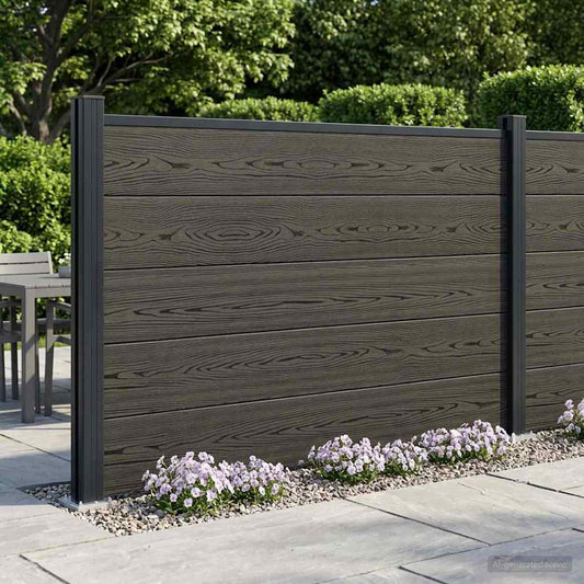 Fence Set 175 x 105 cm WPC and Aluminium Black