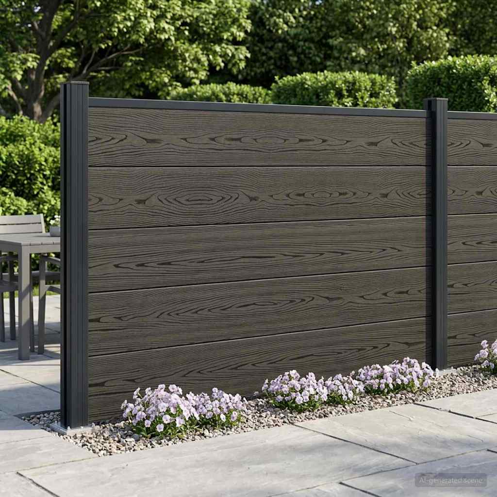 Fence Panel WPC and Aluminium Black