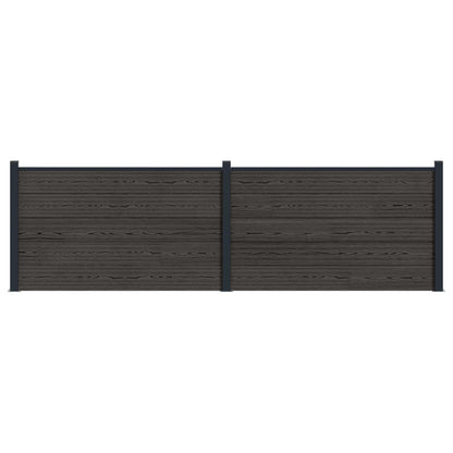 Fence Panel 2 pcs WPC and Aluminium Black