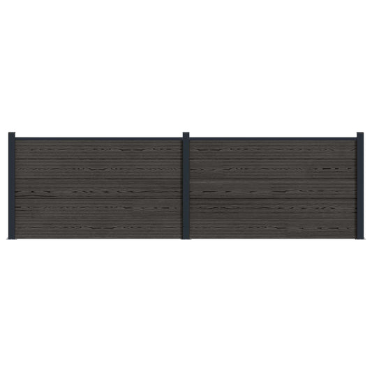 Fence Set 2 pcs 353 x 105 cm WPC and Aluminium Black