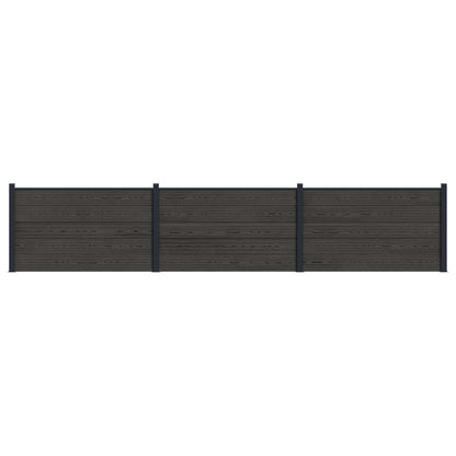 Fence Panel 3 pcs WPC and Aluminium Black