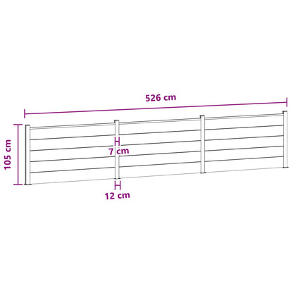 Fence Panel 3 pcs WPC and Aluminium Black