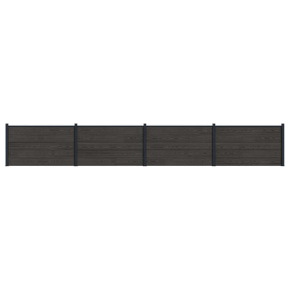 Fence Panel 4 pcs WPC and Aluminium Black