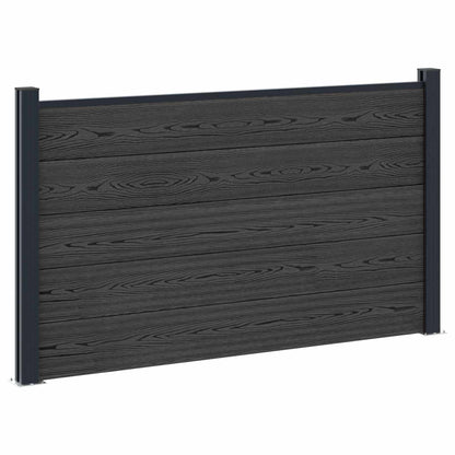 Fence Panel 4 pcs WPC and Aluminium Black