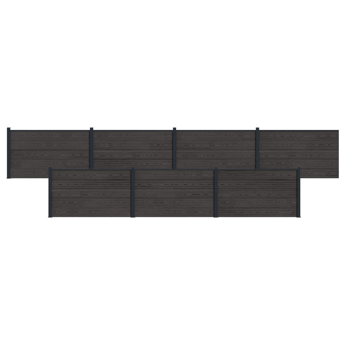 Fence Panel 7 pcs WPC and Aluminium Black