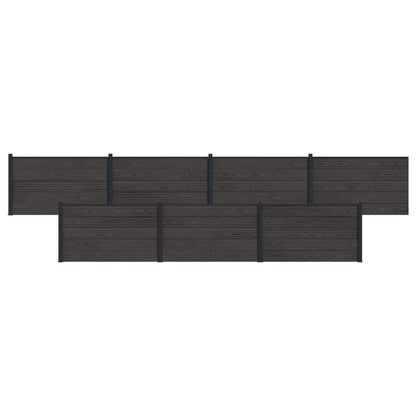 Fence Panel 7 pcs WPC and Aluminium Black