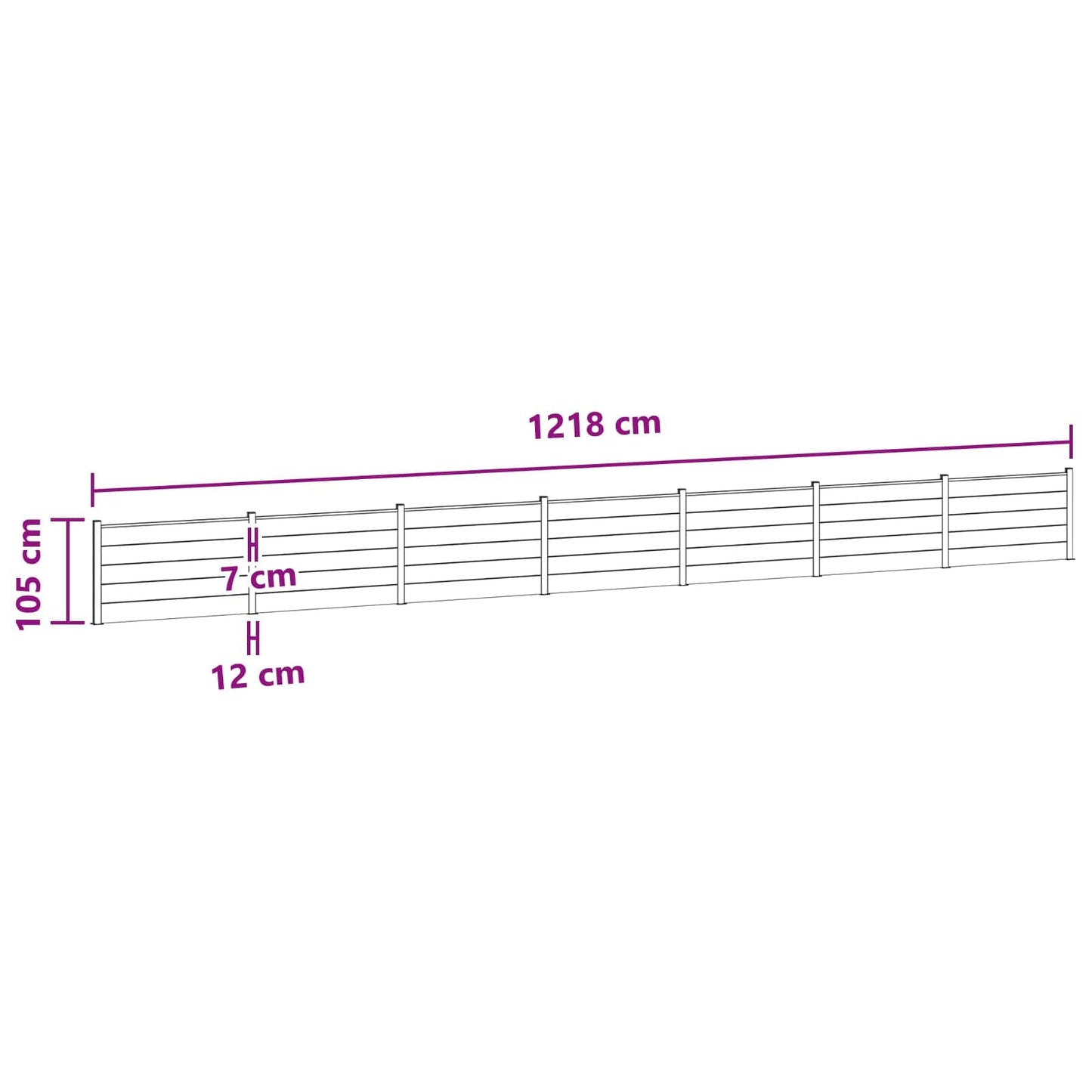 Fence Panel 7 pcs WPC and Aluminium Black