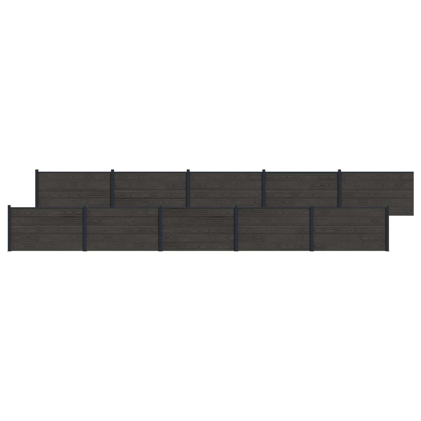 Fence Panel 10 pcs WPC and Aluminium Black