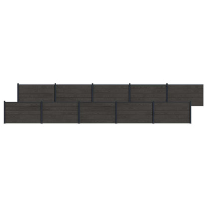 Fence Panel 10 pcs WPC and Aluminium Black