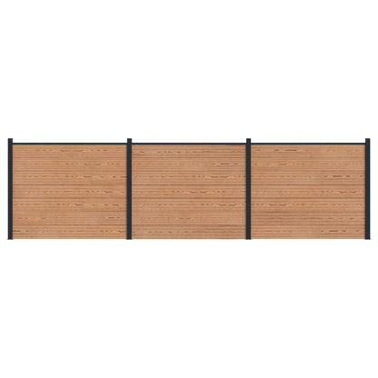 Fence Panel 3 pcs WPC and Aluminium Brown
