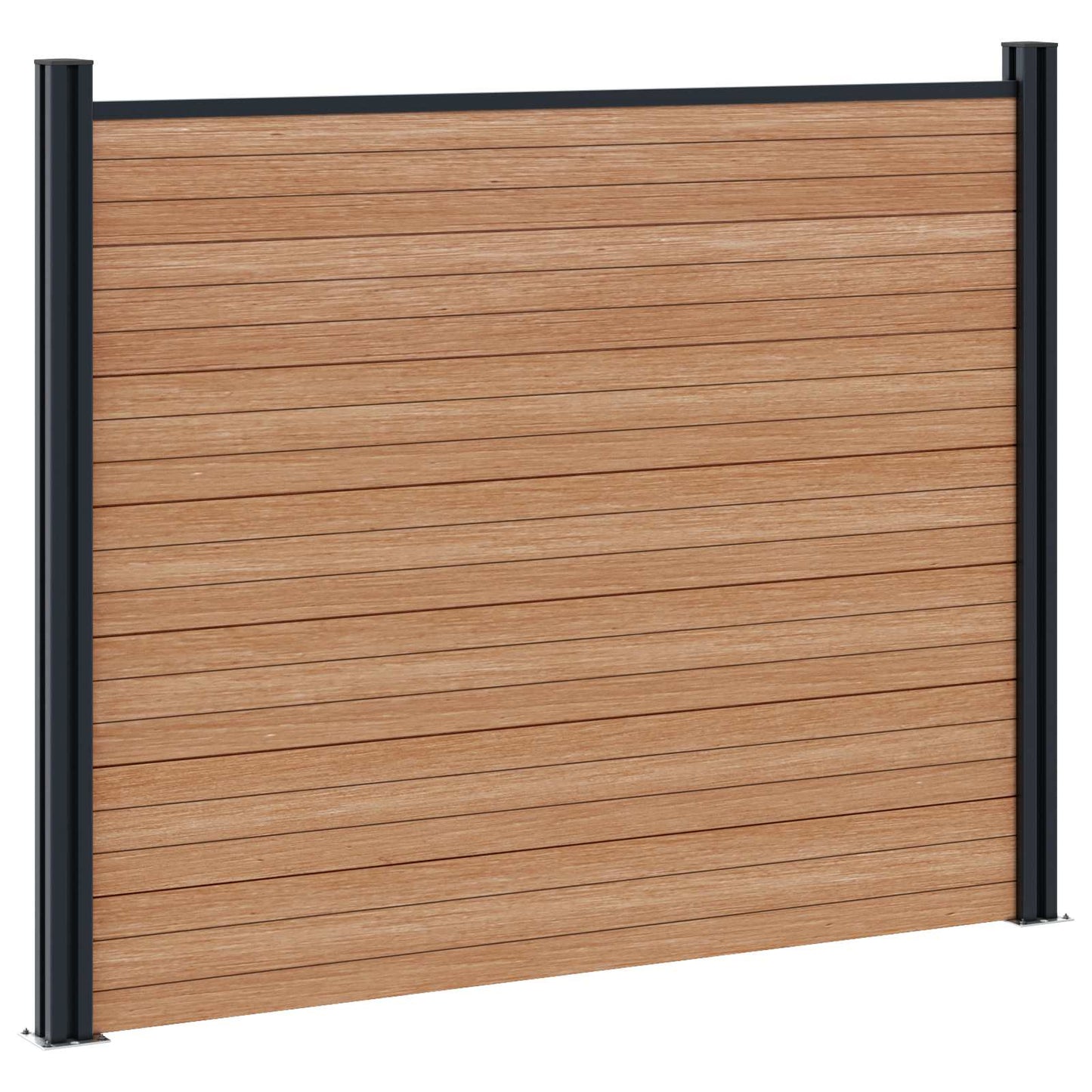 Fence Panel 3 pcs WPC and Aluminium Brown