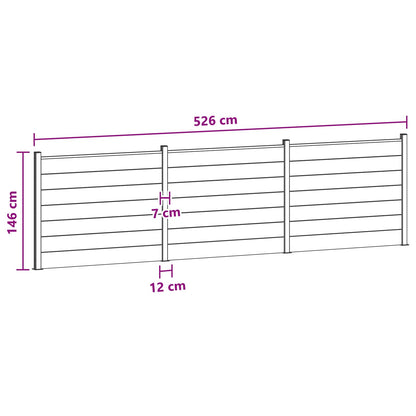 Fence Panel 3 pcs WPC and Aluminium Brown