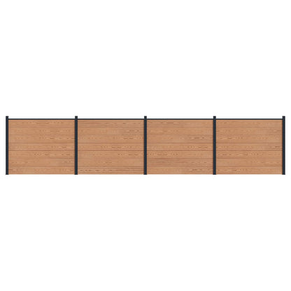 Fence Panel 4 pcs WPC and Aluminium Brown