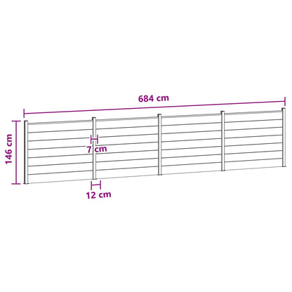 Fence Panel 4 pcs WPC and Aluminium Brown