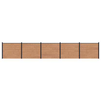 Fence Panel 5 pcs WPC and Aluminium Brown
