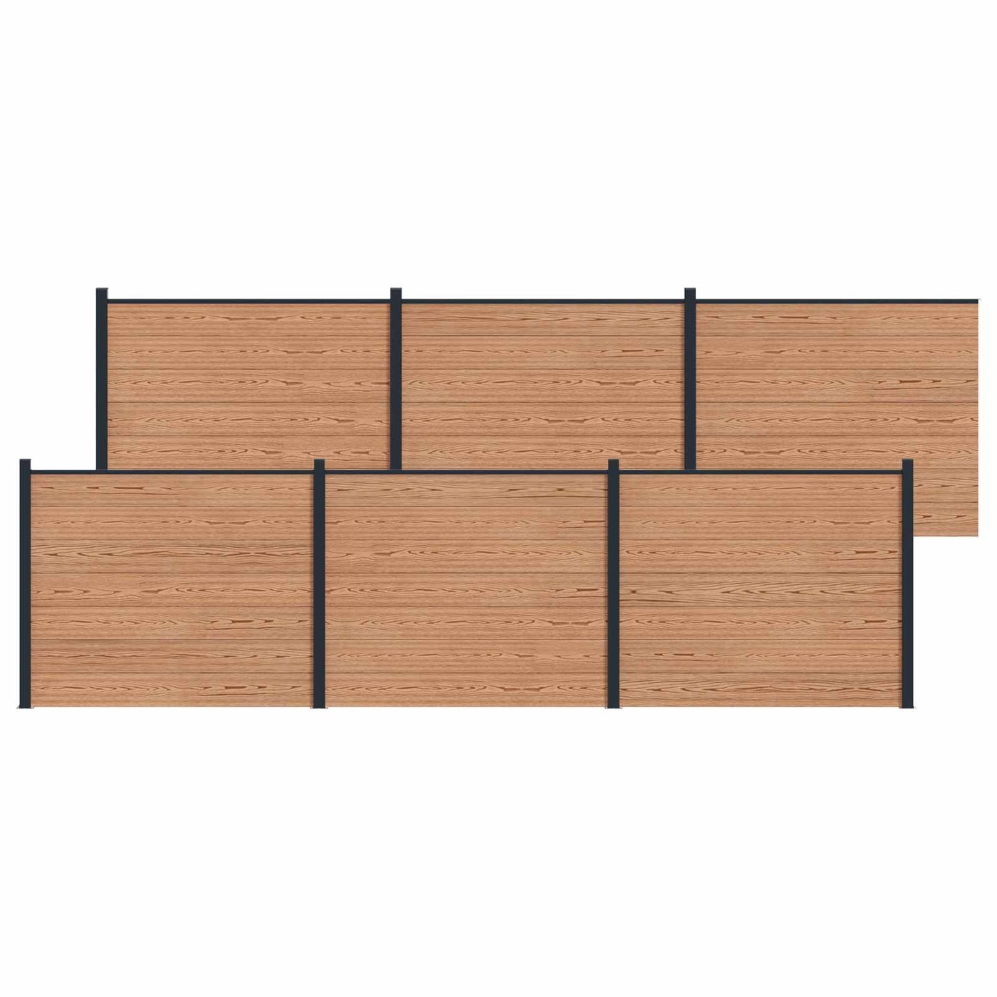 Fence Panel 6 pcs WPC and Aluminium Brown
