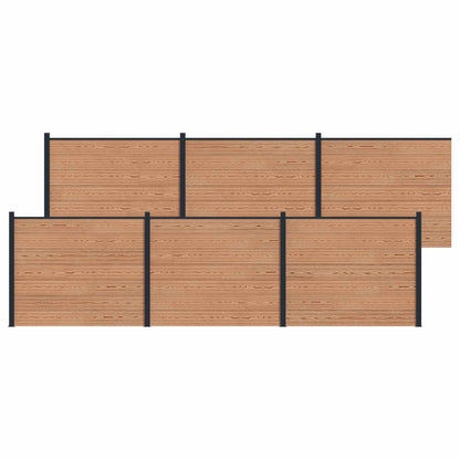 Fence Panel 6 pcs WPC and Aluminium Brown