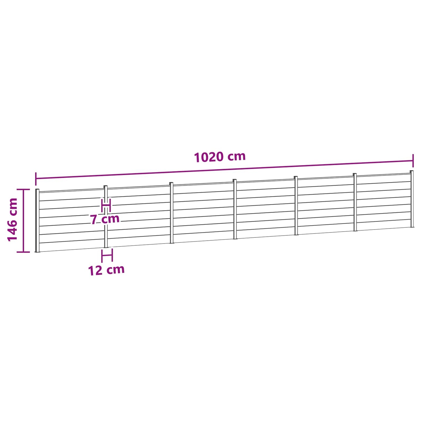 Fence Panel 6 pcs WPC and Aluminium Brown