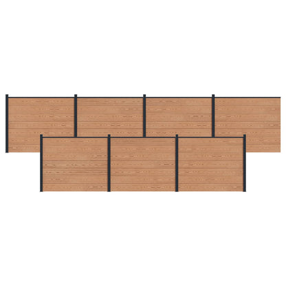 Fence Panel 7 pcs WPC and Aluminium Brown
