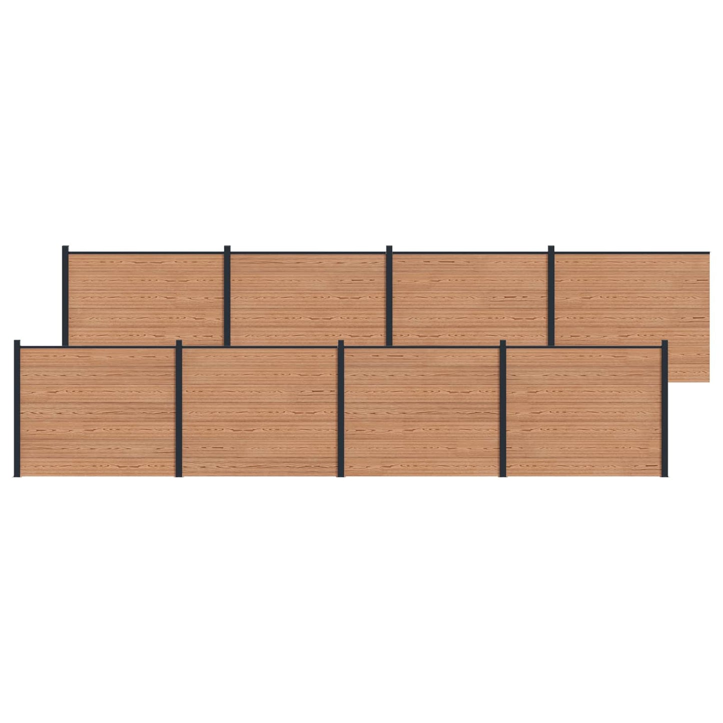 Fence Panel 8 pcs WPC and Aluminium Brown