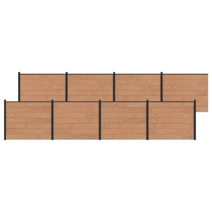 Fence Panel 8 pcs WPC and Aluminium Brown