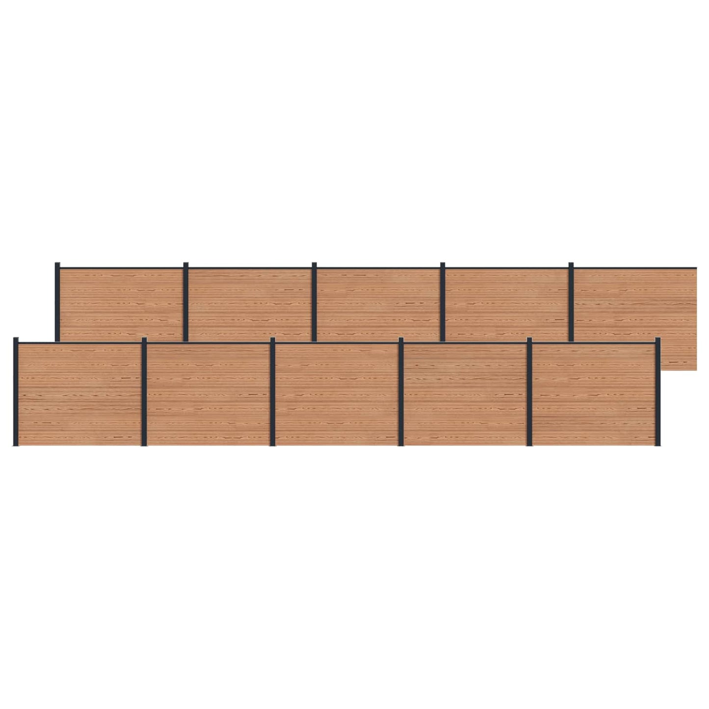Fence Panel 10 pcs WPC and Aluminium Brown