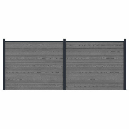 Fence Panel 2 pcs WPC and Aluminium Grey