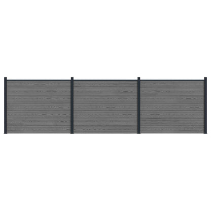 Fence Panel 3 pcs WPC and Aluminium Grey