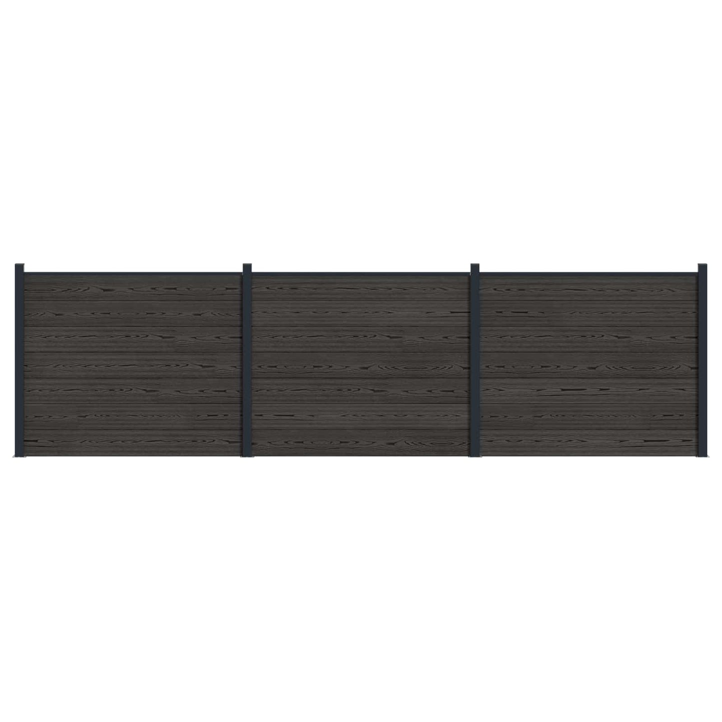 Fence Panel 3 pcs WPC and Aluminium Black