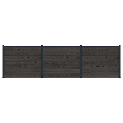 Fence Panel 3 pcs WPC and Aluminium Black
