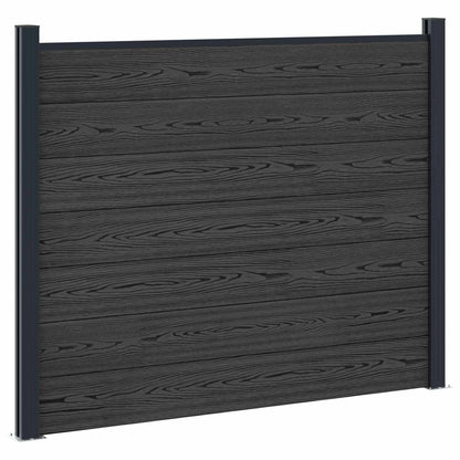 Fence Panel 3 pcs WPC and Aluminium Black