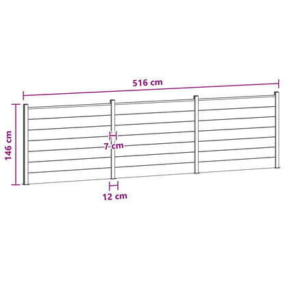Fence Panel 3 pcs WPC and Aluminium Black