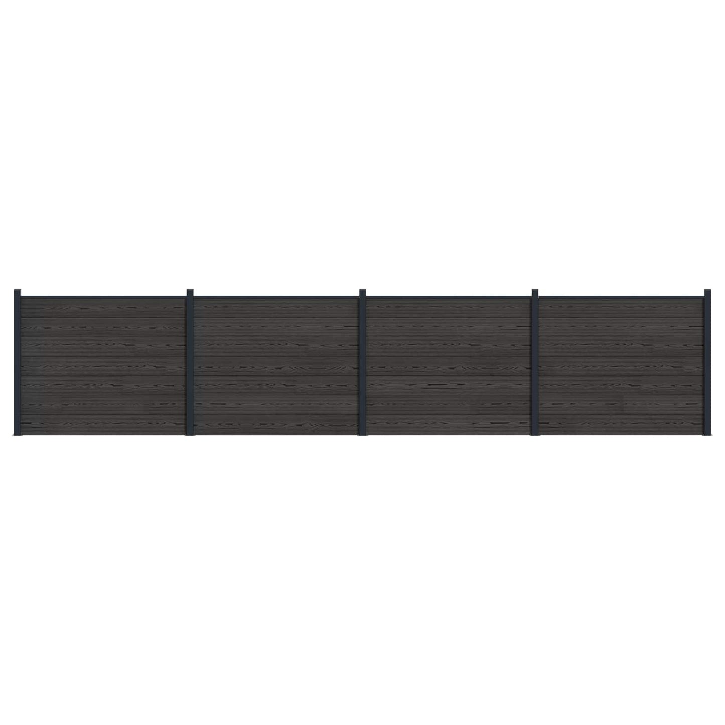Fence Panel 4 pcs WPC and Aluminium Black