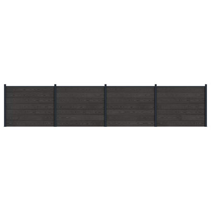 Fence Panel 4 pcs WPC and Aluminium Black