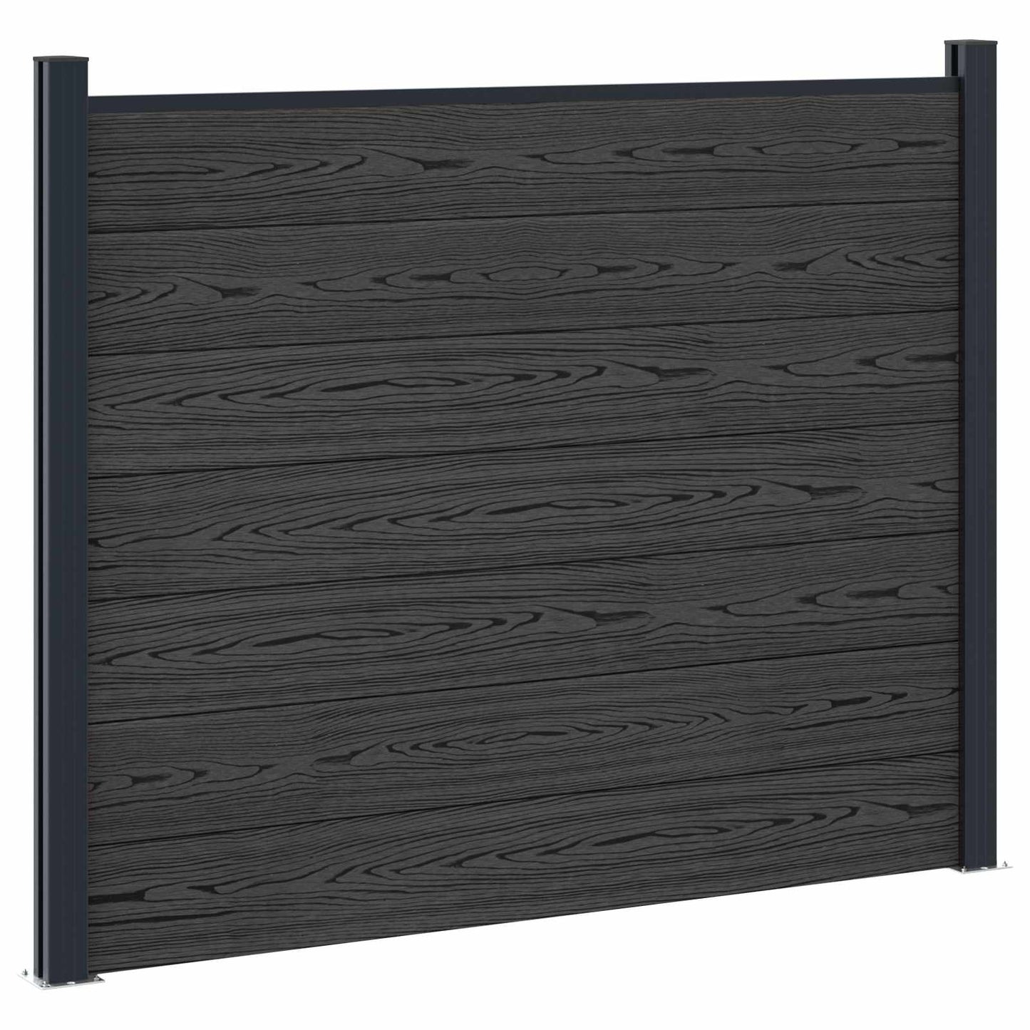 Fence Panel 4 pcs WPC and Aluminium Black