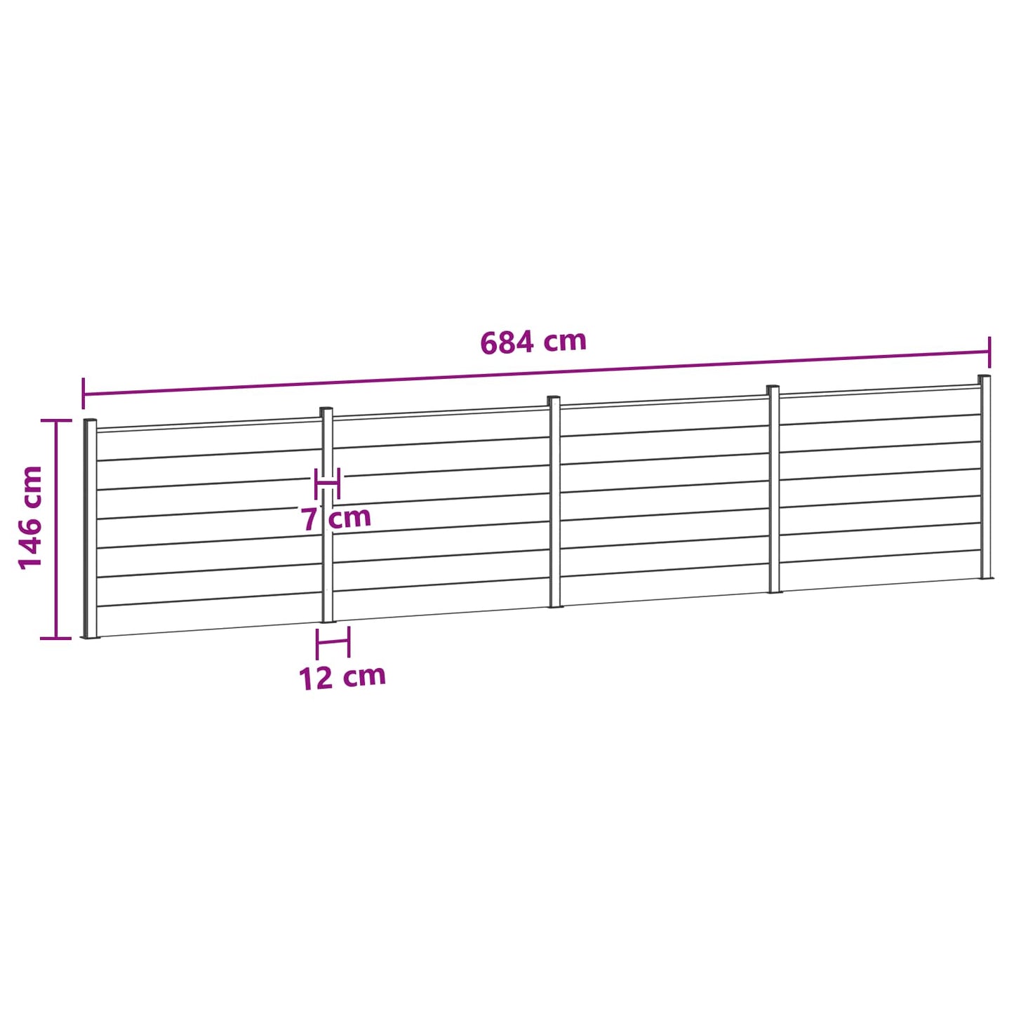 Fence Panel 4 pcs WPC and Aluminium Black