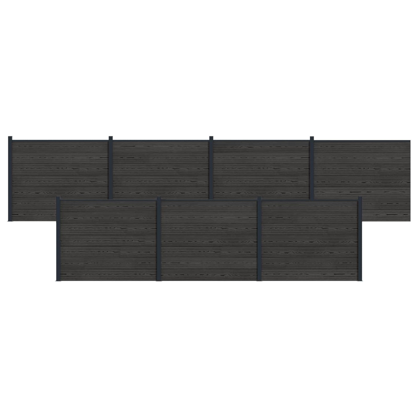 Fence Panel 7 pcs WPC and Aluminium Black