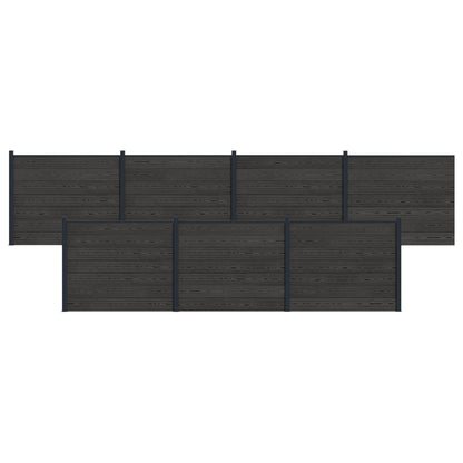 Fence Panel 7 pcs WPC and Aluminium Black