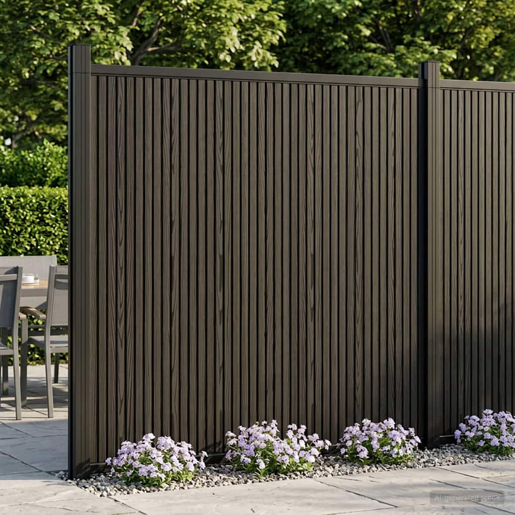 Fence Panel 6 pcs WPC and Aluminium Black