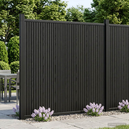 Fence Panel 9 pcs 1580 x 186.5 cm WPC and Aluminium Black