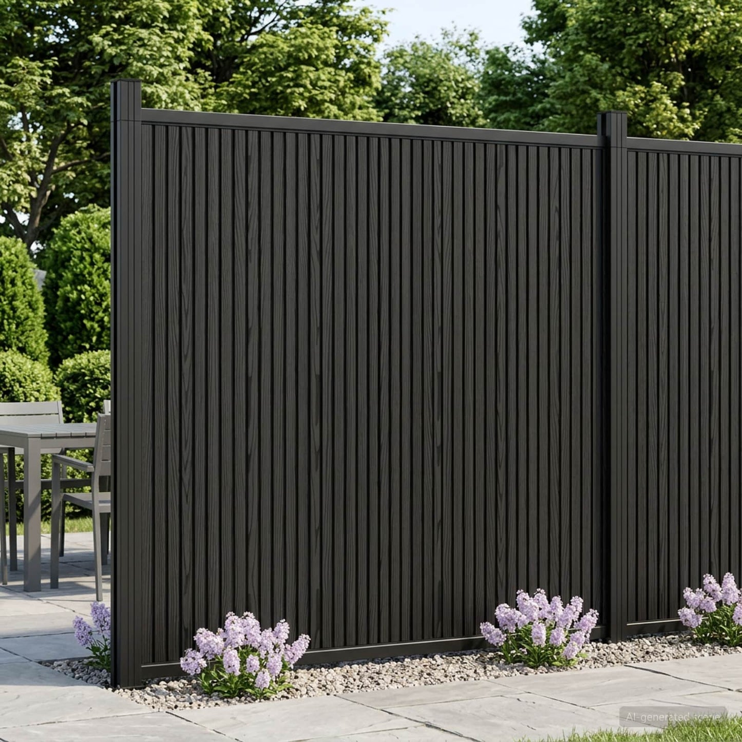 Fence Panel 3 pcs 530 x 186.5 cm WPC and Aluminium Black