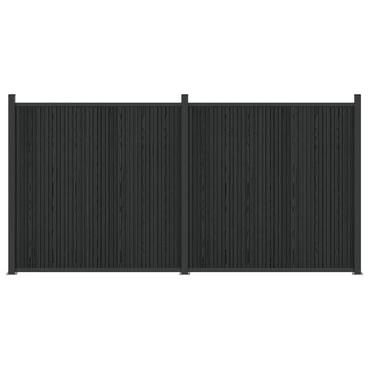 Fence Panel 2 pcs WPC and Aluminium Black