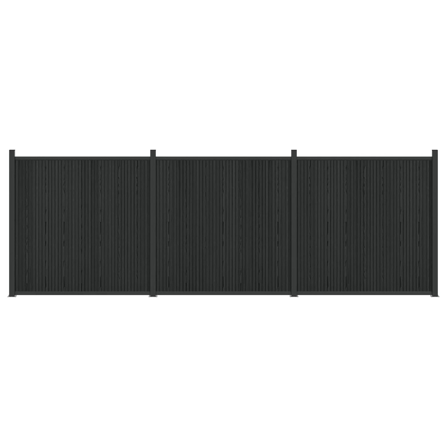 Fence Panel 3 pcs WPC and Aluminium Black